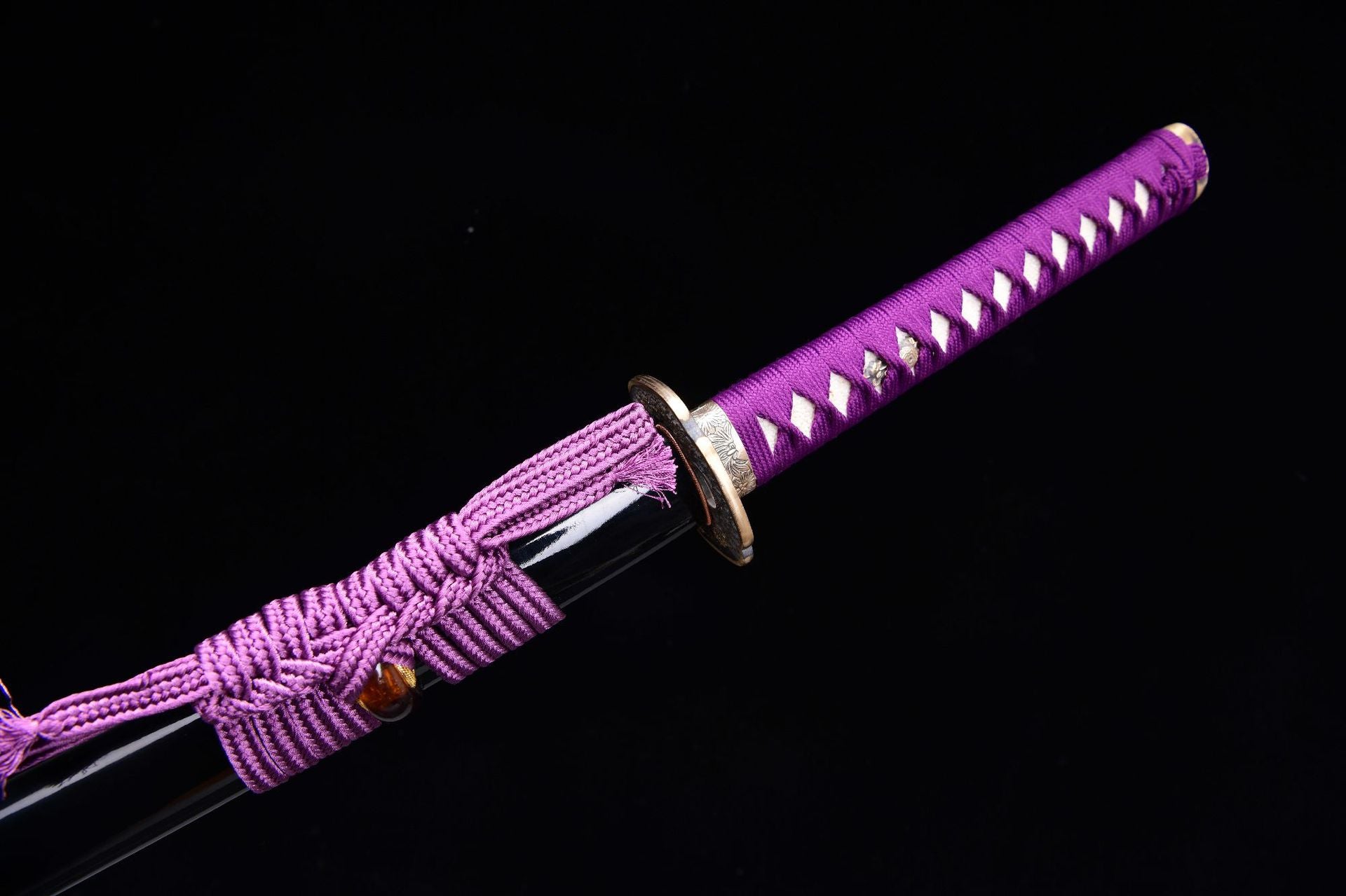 1060 Long 26 Damascus Patterned Steel (Clover Pattern) Samurai Sword - Fenghua Fighting Sword