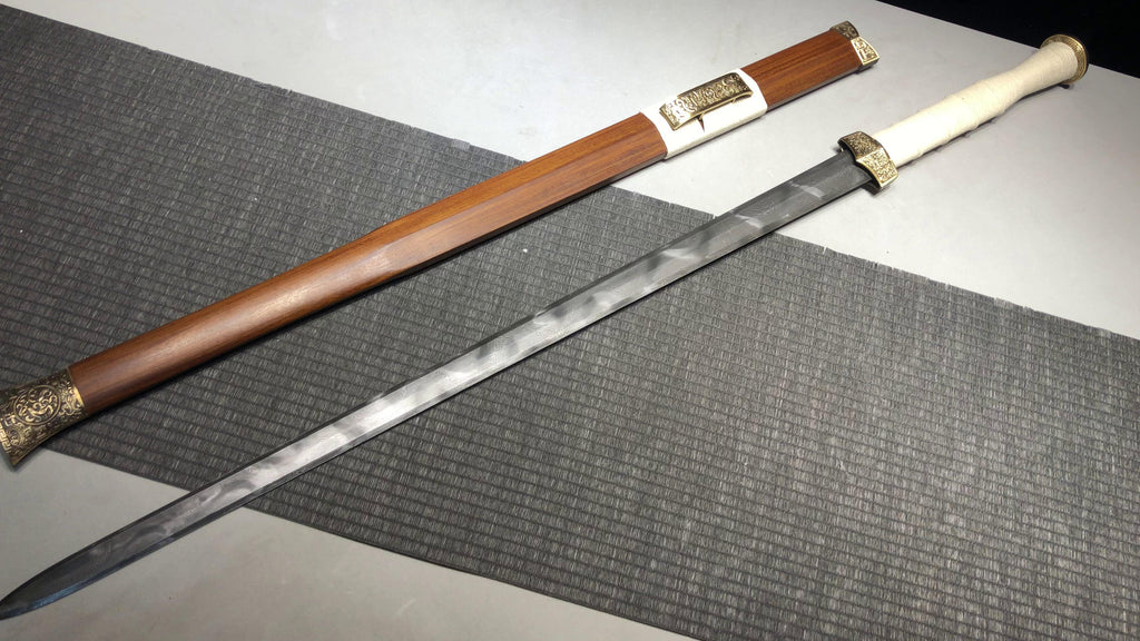 1300 New Handmade Long 28-inch Flower Patterned Steel Han Sword with Dragon Pattern--Supreme Han Sword