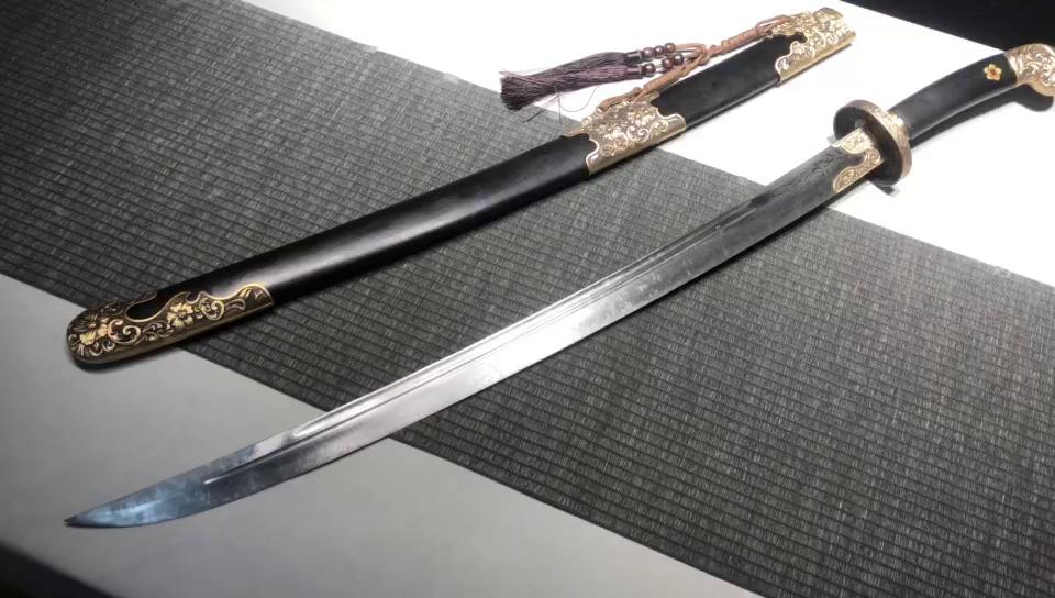 1260 Long 26-inch Patterned Steel Stone Washed Qing Knife Xiu Chun Knife - Jin Yi Wei Pei Blade Knife