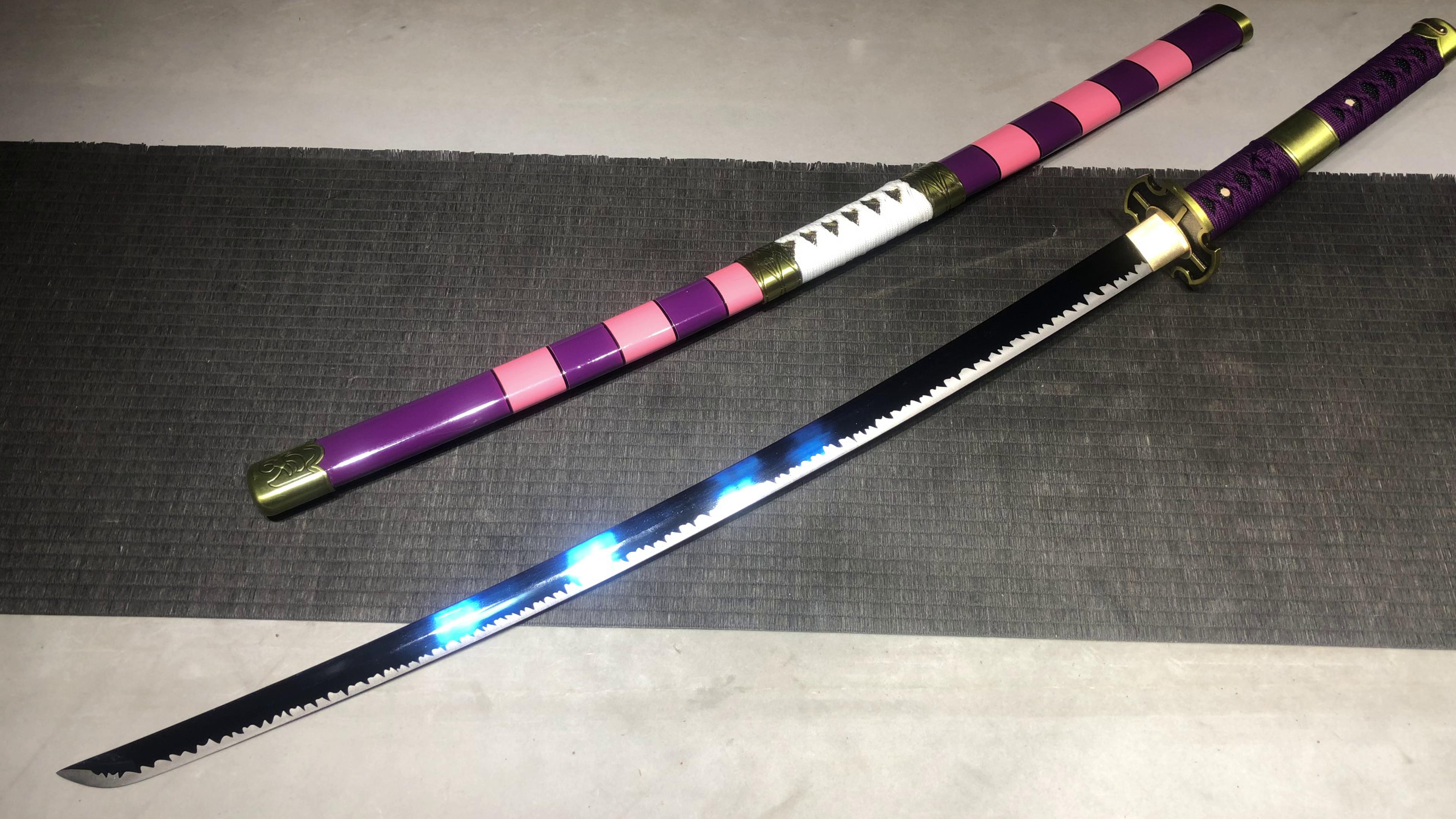 560 New Handmade Long 26-inch High Manganese Steel Baked Blue Samurai Sword - King of Thieves II Onitora (High Performance Returned Original)