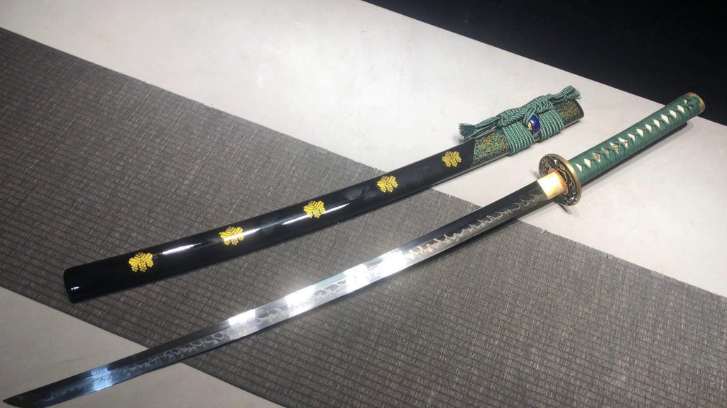 1100 New Handmade Long 26-inch T10 Steel Flame Pattern Burnt Edge Samurai Sword - Merongzhen Fighting Sword