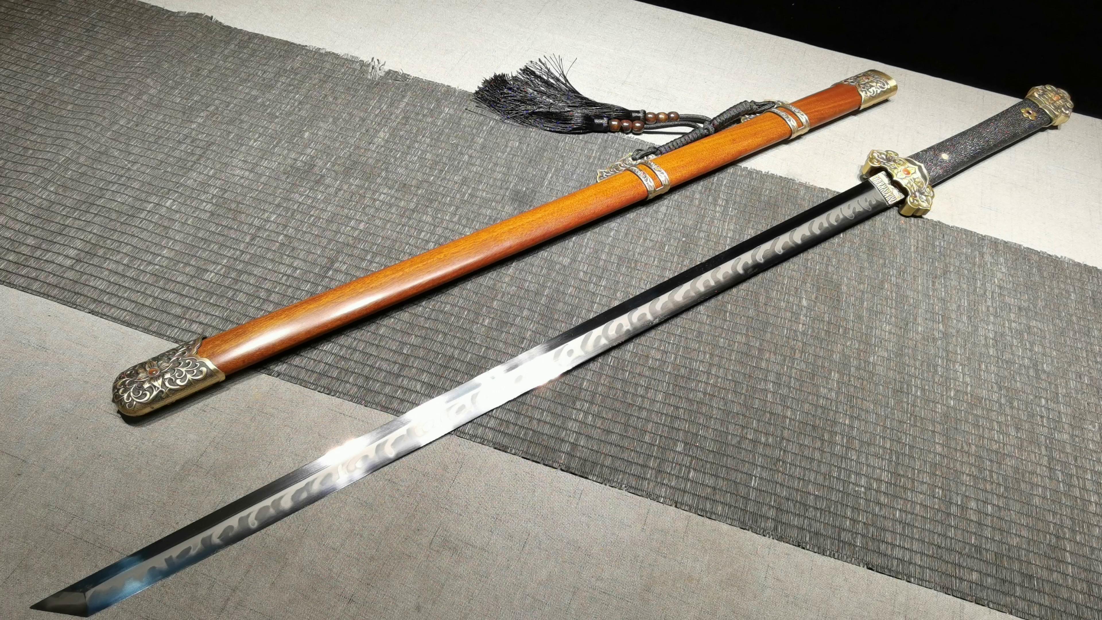 1760 Long 26" New 1095 Burnt Edge Copper Mounted Tang Knife - Sheng Shi Da Tang