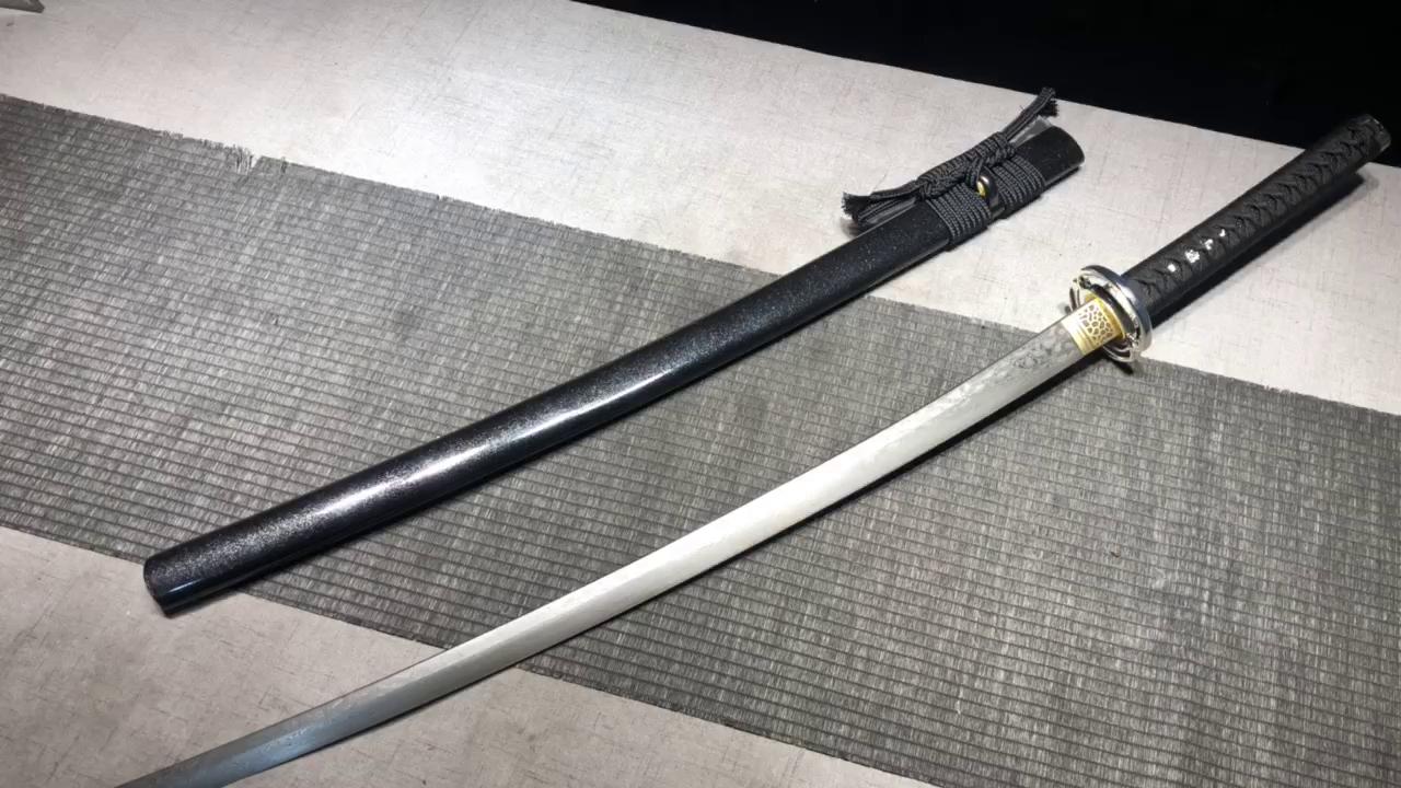 900 Long 26 New Stone Washed Patterned Steel Striking Sword Samurai Sword - Silver Spirit