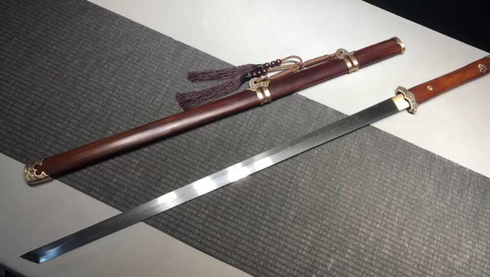 800 Special New Long 26-inch Patterned Steel Simple Tang Cross Knife - Small Tang Knife (Acid wood model)