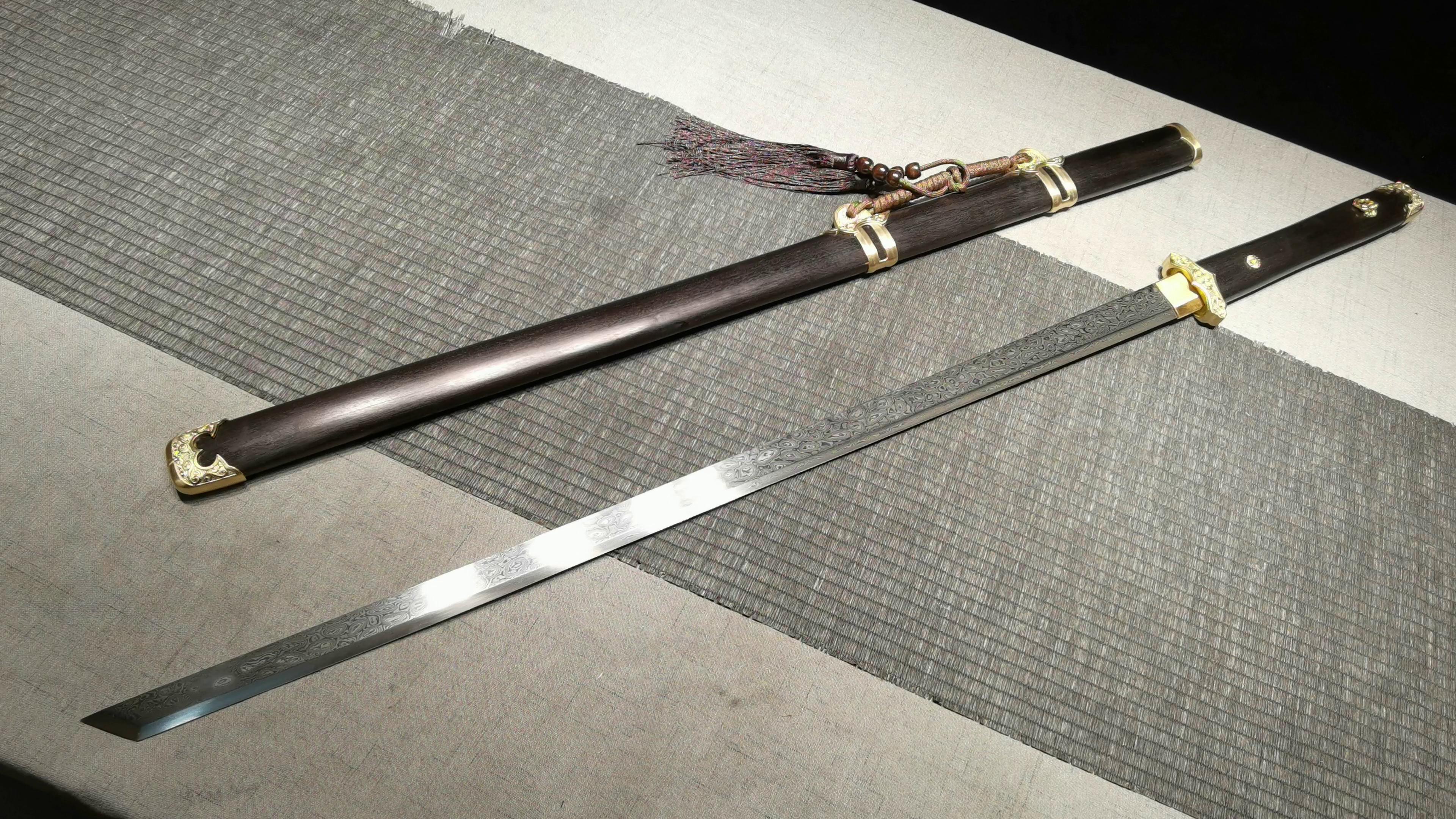 860 Long 26-inch New Water Wave Patterned Patterned Steel Copper Mounted Tang Knife - Vegetarian Small Tang Knife