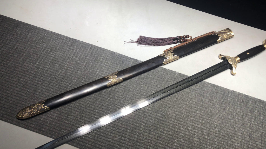 1300 New Handmade Long 28-inch Copper Mounted Patterned Steel Eight Side Clear Sword--Junzi Sword