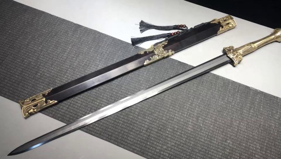 2700 Fine handmade Long 28-inch yangzuo tortoise patterned steel Qin-Han sword - Kui Long Sword (ebony)