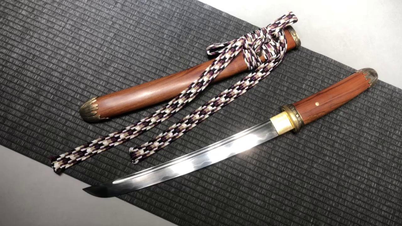 800 Short 12" Patterned Steel Burnished Blade Samurai Sword ----- ronin short sword