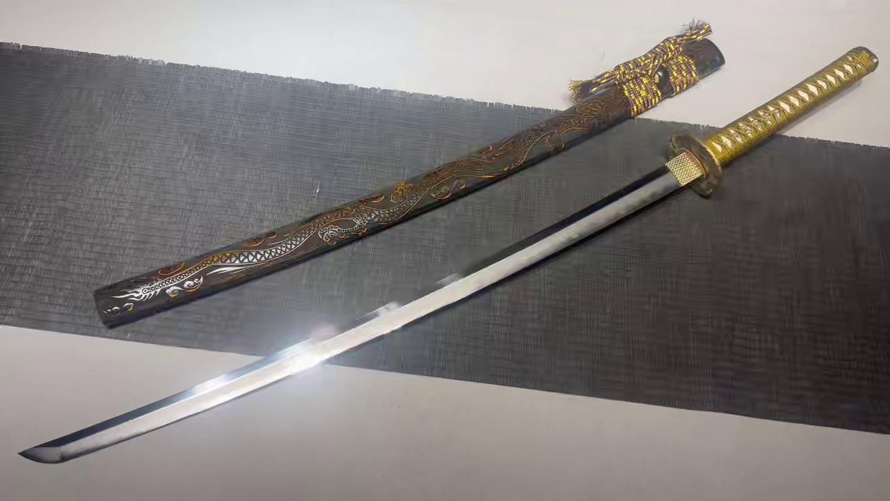 1560 New Handmade Long 26-inch Patterned Steel Burnished Edge Real Yokote Shisouken Samurai Sword - Zhong Kui Demon Sword Fighting