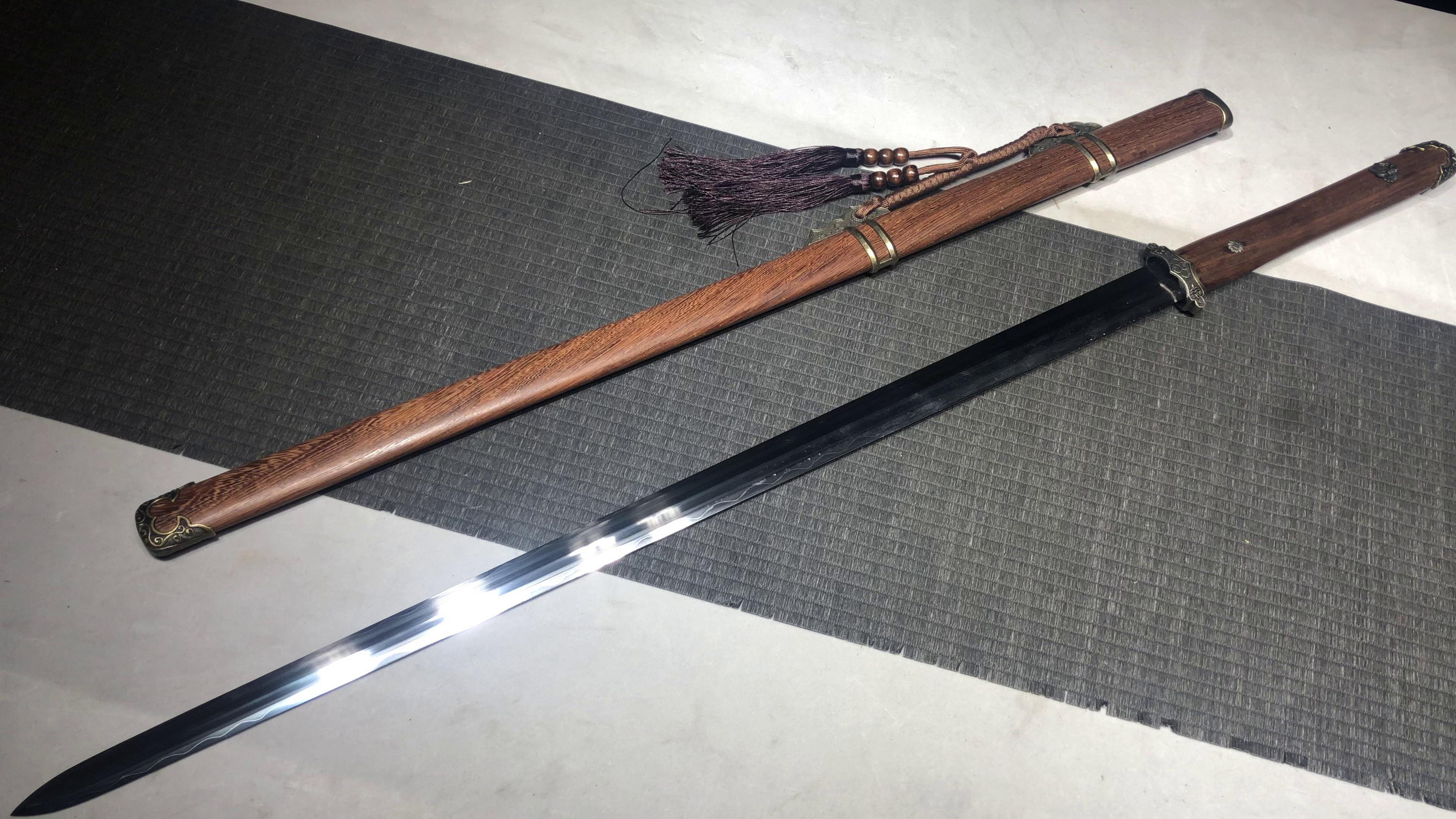 960 New Handmade Long 28 inch T10 Burnt Edge Eight Sided Tang Sword - Vegetarian Small Tang Sword