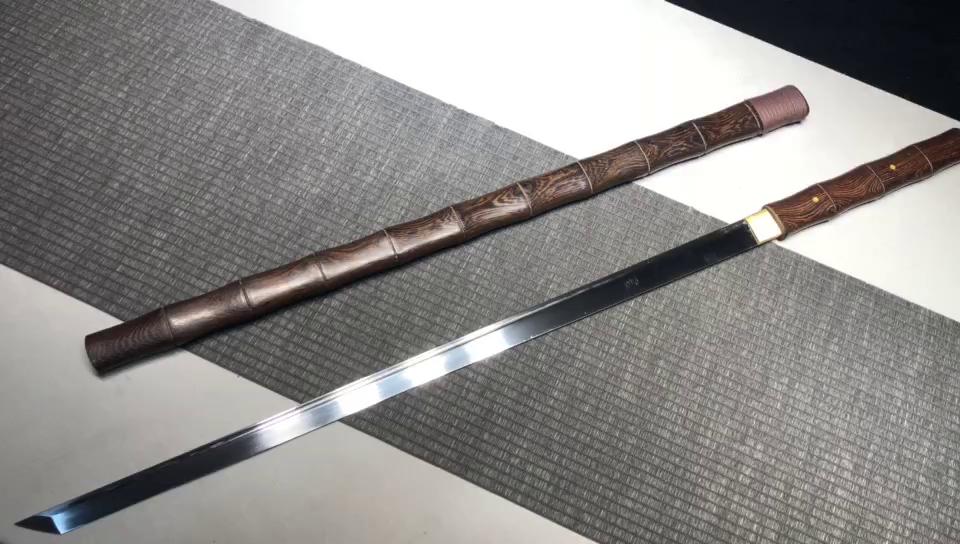 580 New Specials Long 26 inch high manganese steel rosewood bamboo tang horizontal knife straight knife - brown bamboo