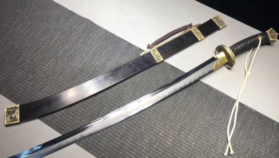 3360 Fine handmade Long 26-inch steel clip burnished blade Chinese style upper research square sheath Qing waist knife - Yan Ling knife (brass mounted)