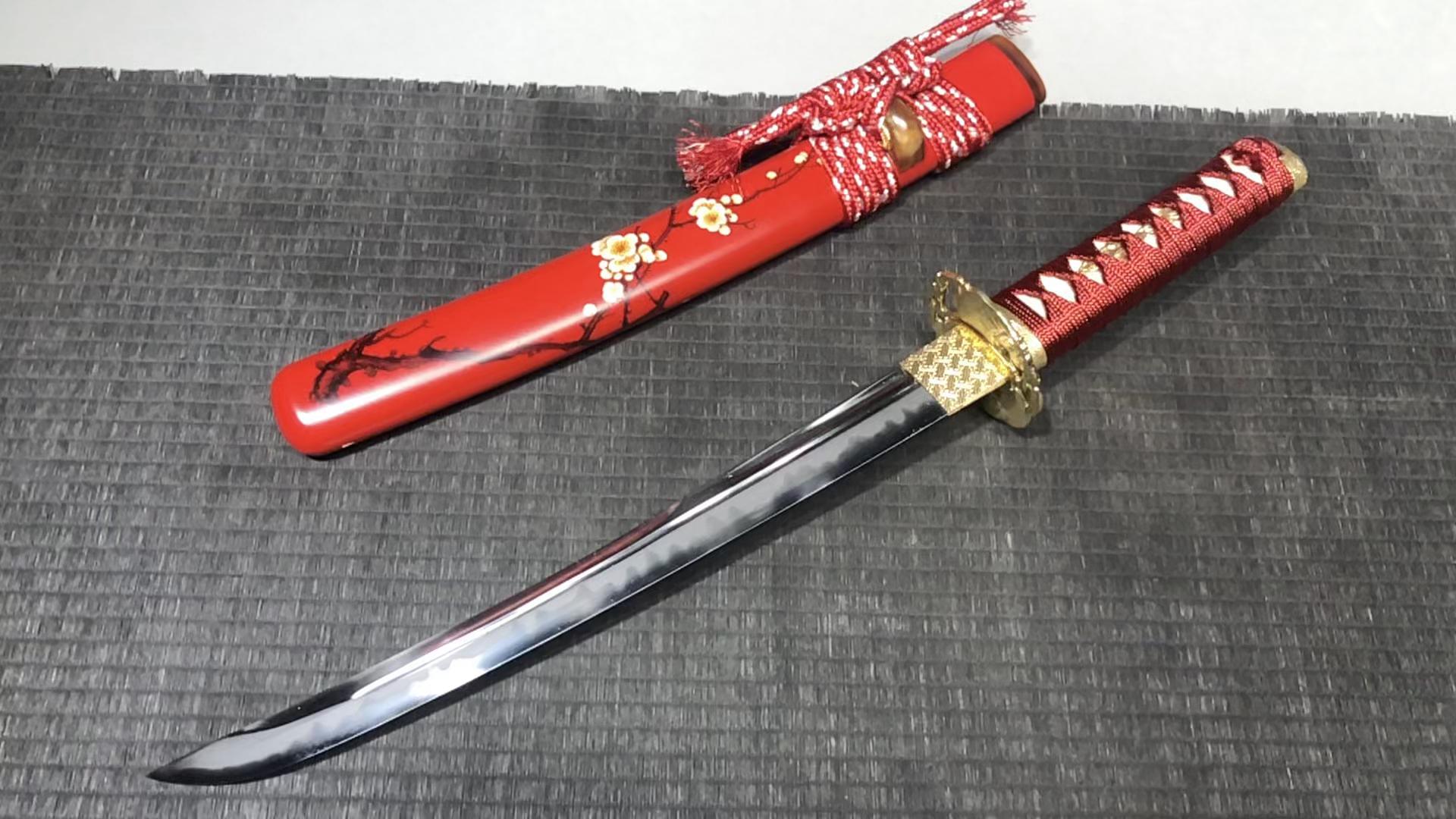 1200 New Handmade Short 12-inch T10 Burnt Edge Shiken Samurai Sword - Kisaragi Short Sword
