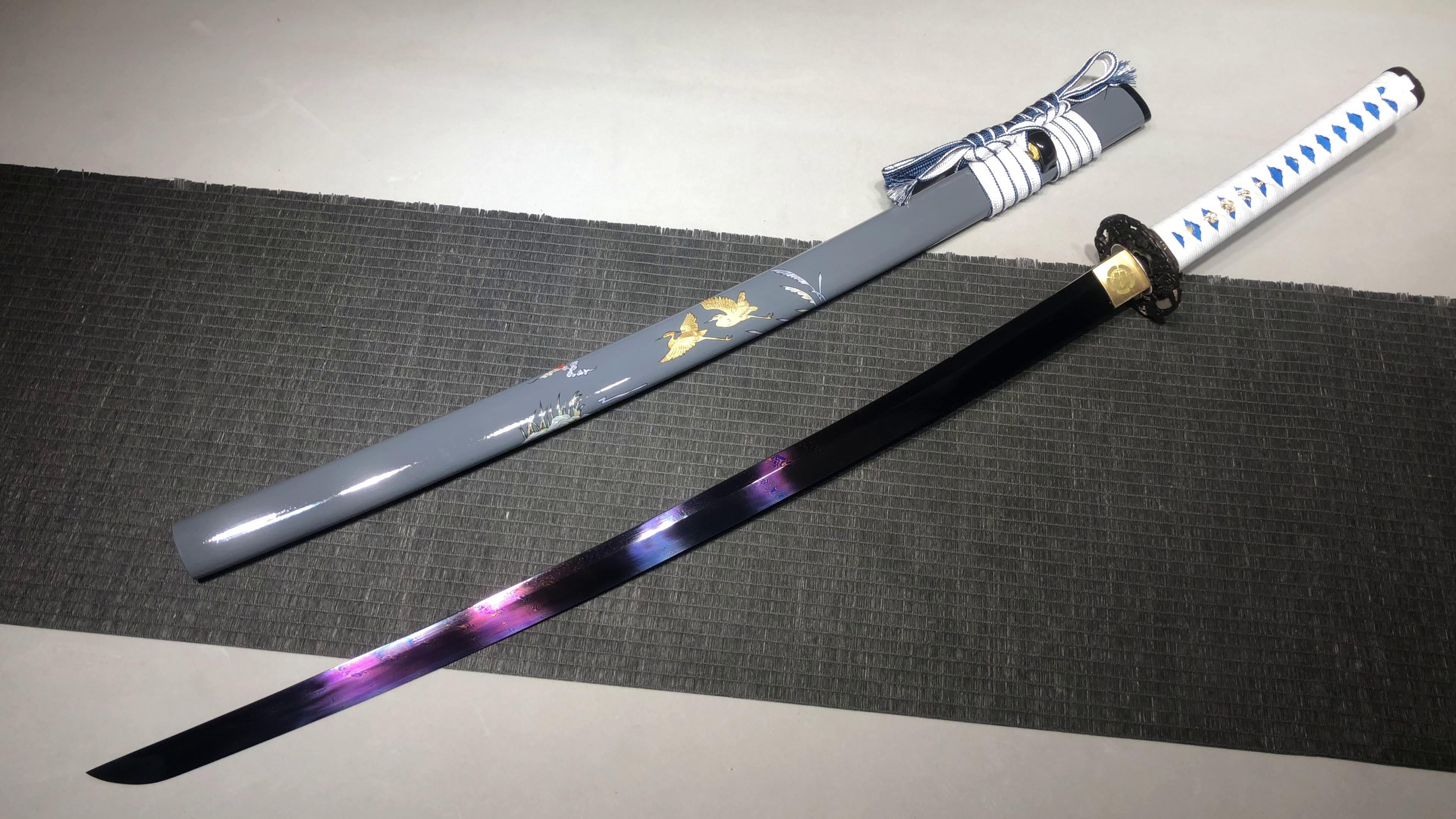 1200 New Handmade Long 26-inch Pure Copper Gilt Mounted Twisted Pattern Patterned Steel Samurai Sword - Irisu Dragon Sword