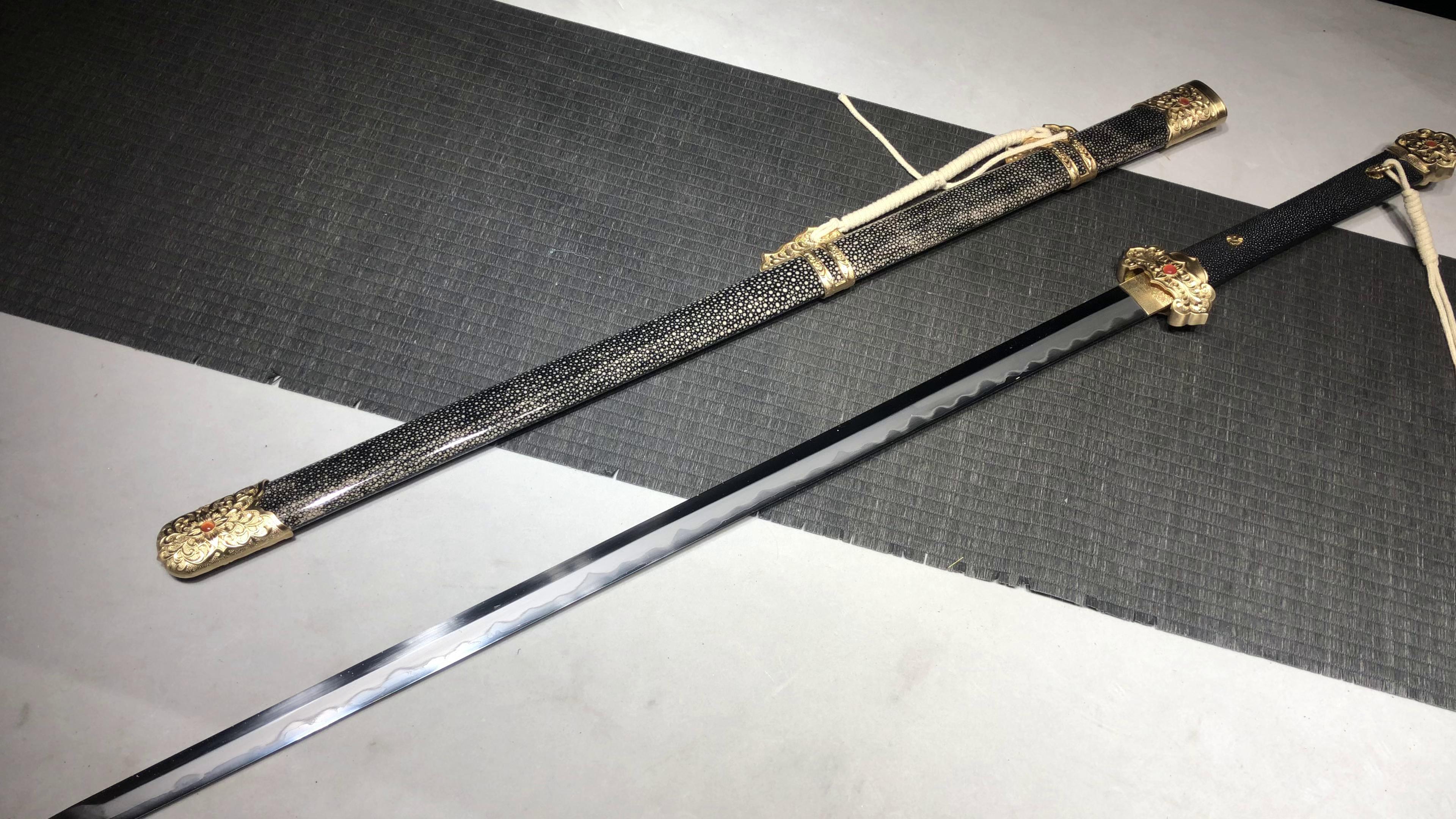 2480 New Handmade Long 26-inch Clip Steel Tang Sword - Hundred Flowers Blooming Tang Knife