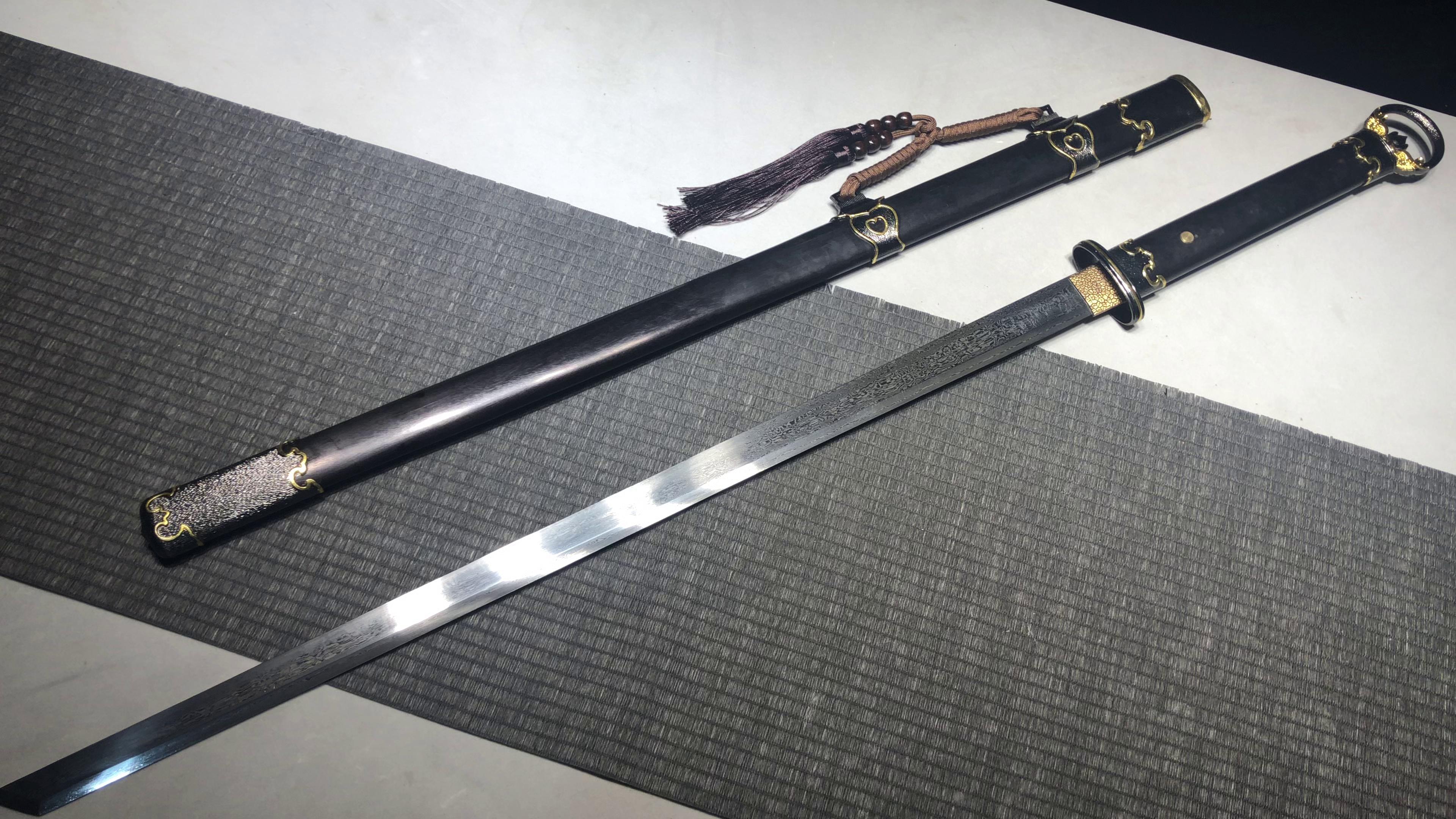 800 New Special Long 26" Patterned Steel High Performance Tang Cross Knife - Two Color Ring Head Knife