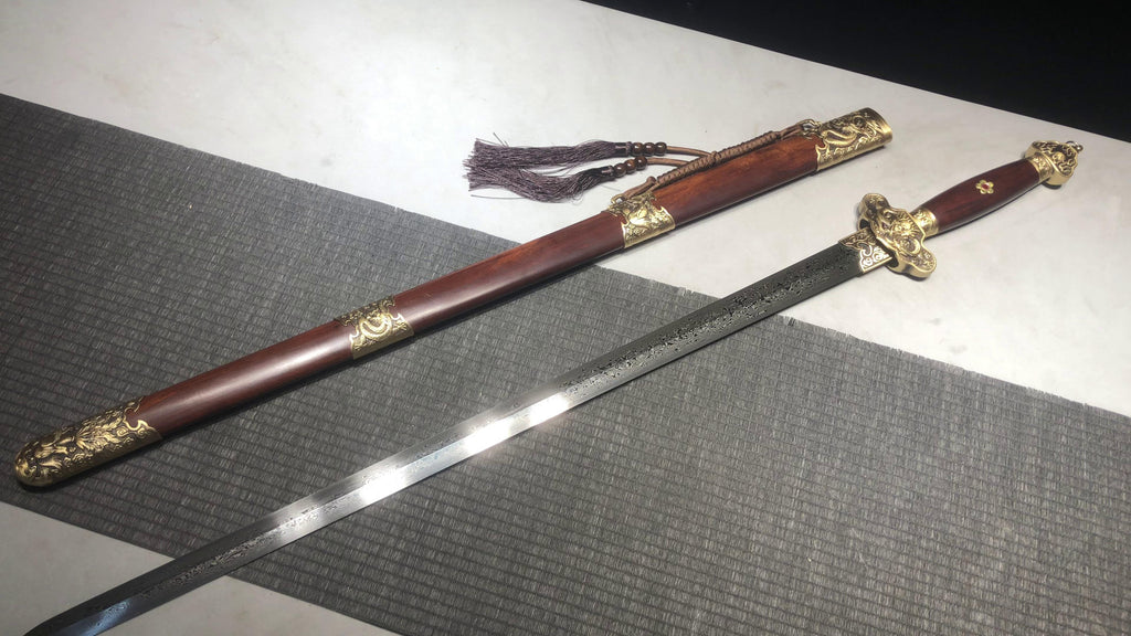 1100 New Handmade Long 28-inch Patterned Steel Qing Sword--Yulong Qing Sword