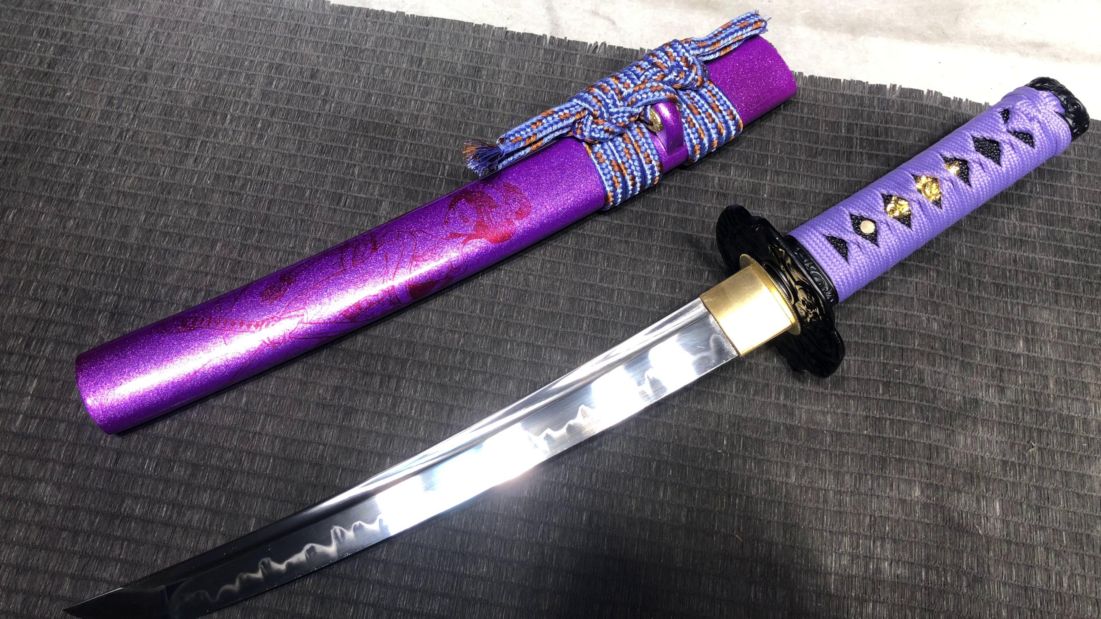 600 New Handmade Short 12 inch T10 Burnt Edge Samurai Sword - Squire Short Sword