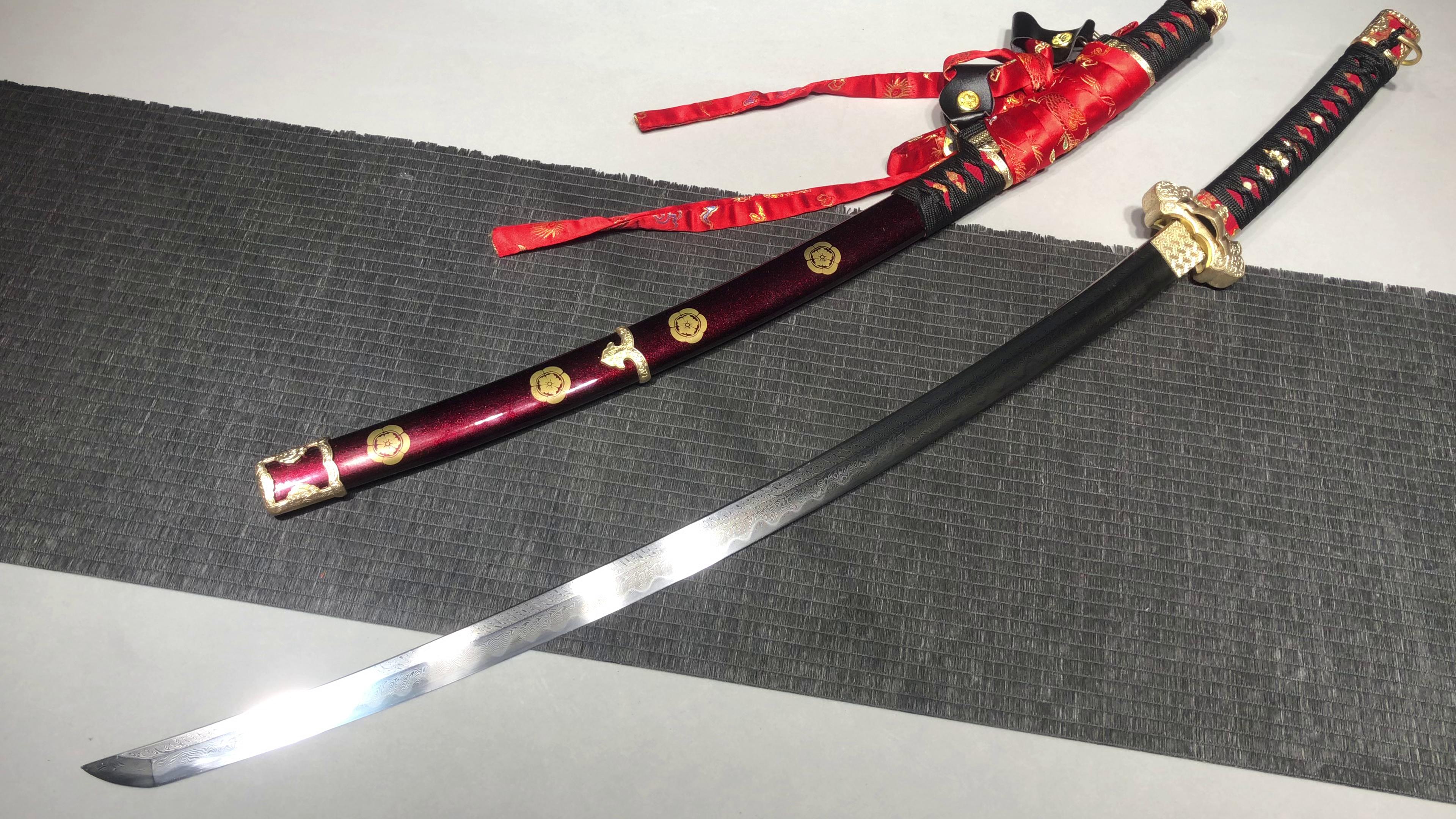 1780 New Handmade Long 26-inch Phoenix Feather Patterned Steel Burnished Blade Taijutsu - Eifu Taijutsu