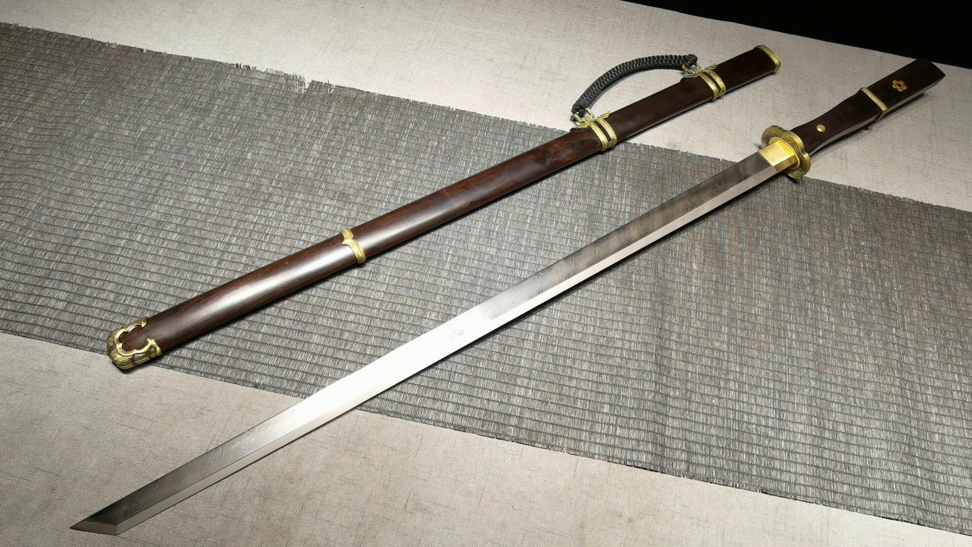 1800 New Long 26" Spin Weld Patterned Steel Tang Knife - Pinto Tang Dagger
