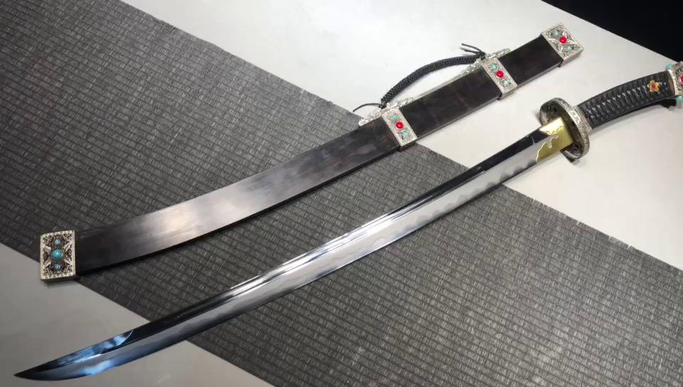 3980 Fine handmade Long 26-inch self-refining steel clip steel Goose plume knife official knife - Beile Qing belt knife