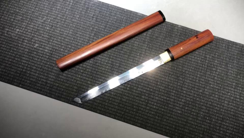 720 Short 12" T10 Steel Burnished Blade Small Tang Knife Short Knife ----- Shi Yu