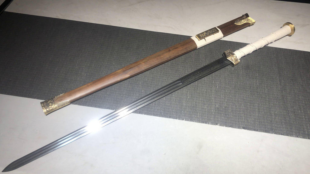 1060 New Handmade Long 28-inch Eight-sided Patterned Steel Han Sword-Fulong Han Sword