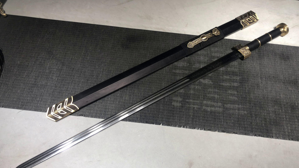 1060 New Handmade Long 28-inch Pure Copper Patterned Steel Han Sword - Ruyi Sword