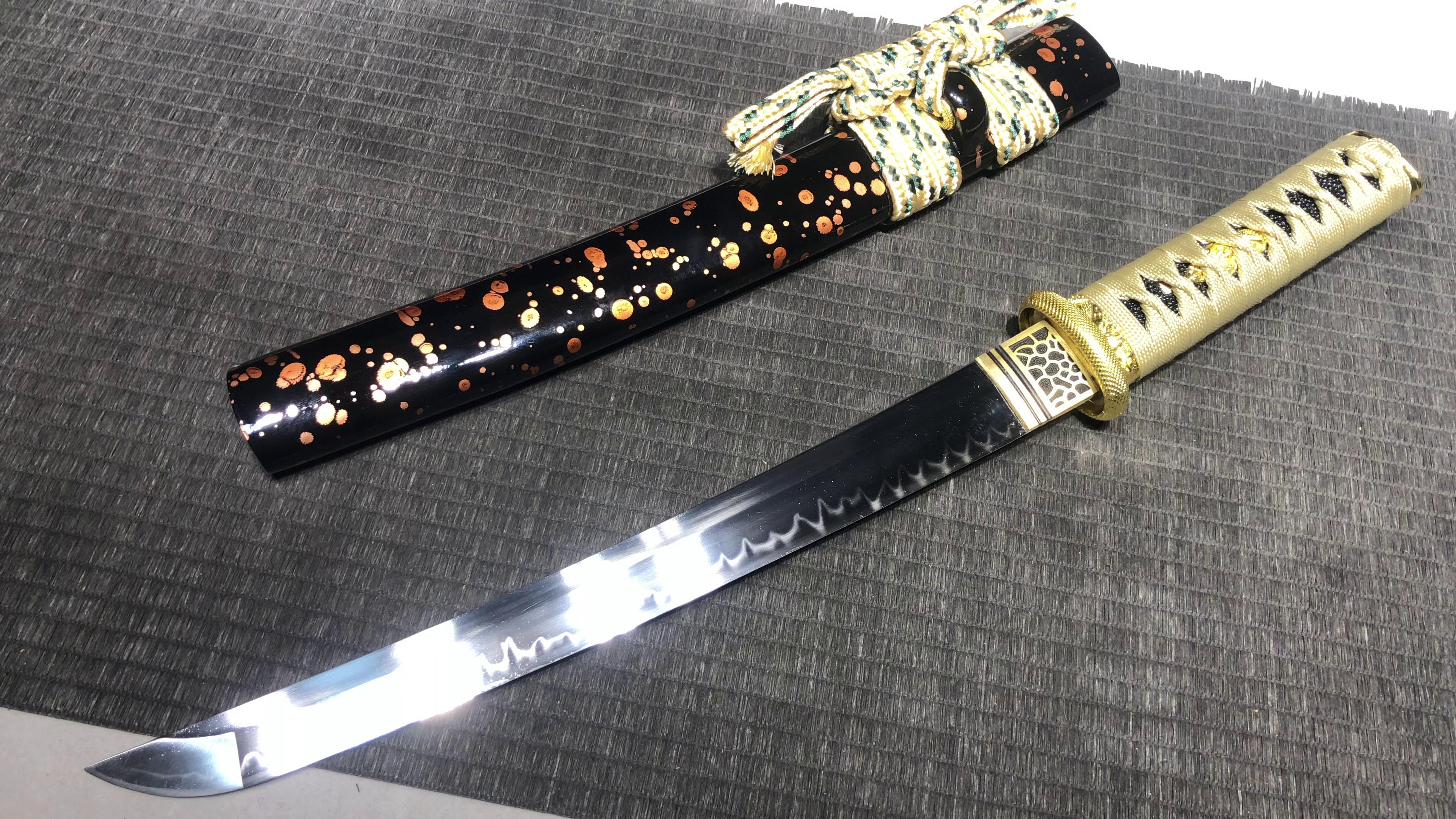 560 New Handmade Short 12" T10 Burnished Blade Samurai Sword - Starmine Short Sword