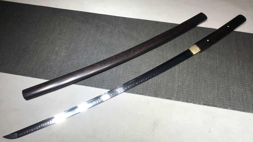 1160 New Handmade Long 26-inch Ebony T10 Burnt Edge Samurai Sword - Shadow Juho Fighting Sword