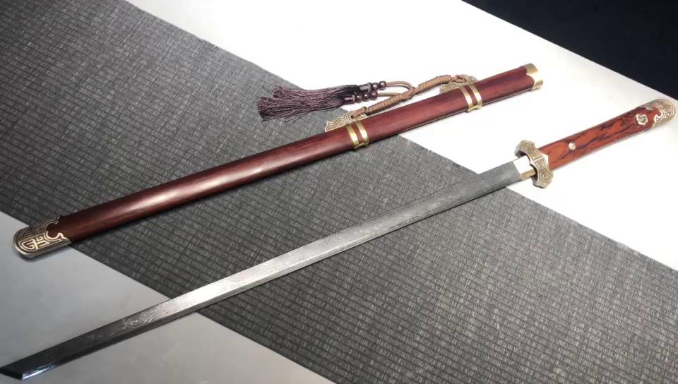 1200 New Specials Long 26-inch Damascus Tang Knife with Wave Pattern - Hui Ruyi Tang Knife